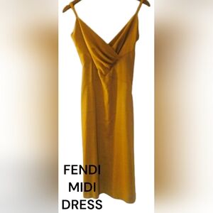 FENDI Vintage Midi Cami Dress x small classic Fendi brown
